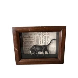 Handcrafted Bull Shadow Box Art Stock Market NYSE Newspaper Decor Wood Frame